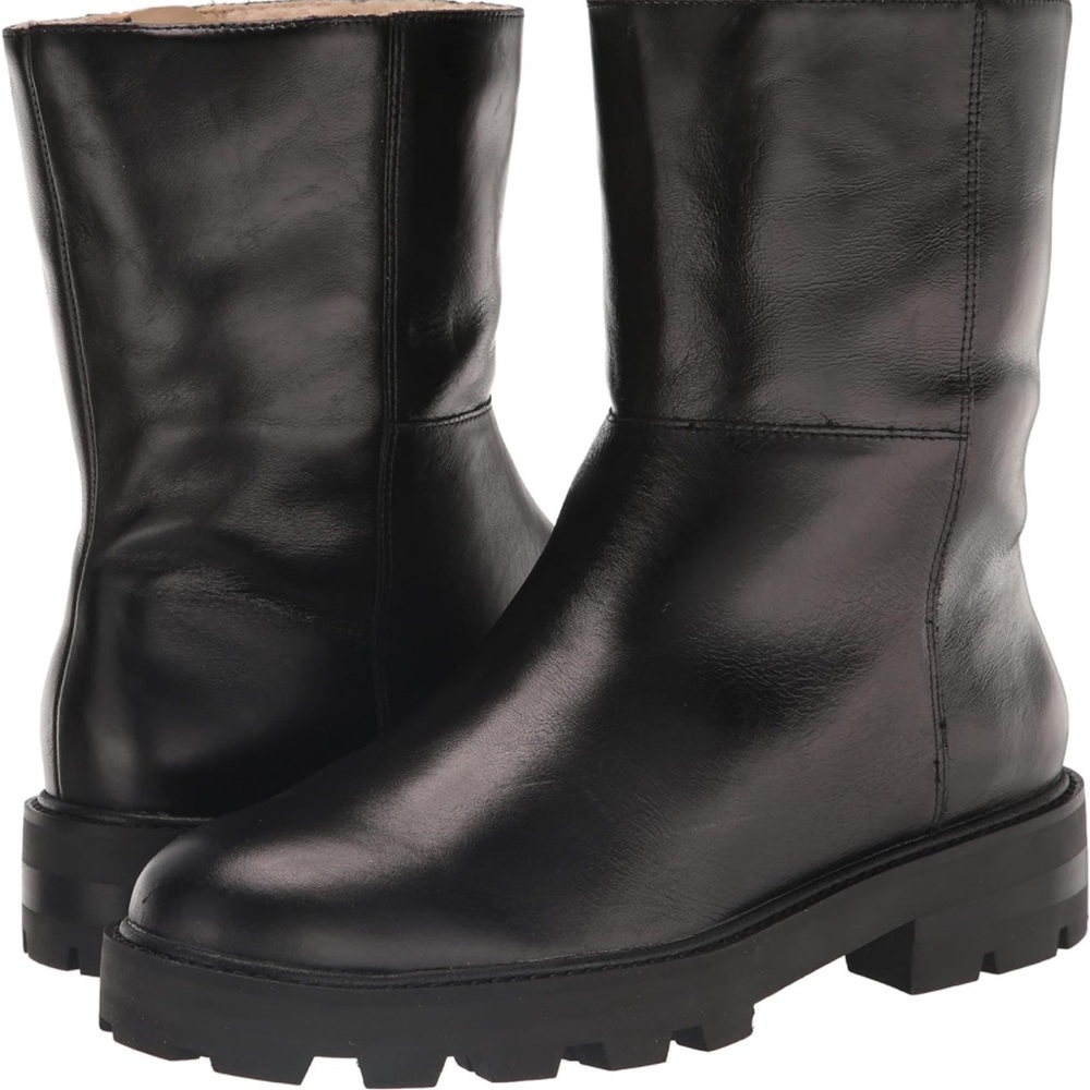 Vince Camuto Leather Mid Shaft Boots Telvanni Black